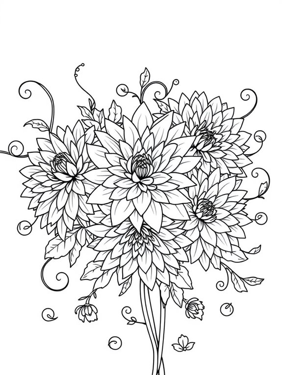 whimsical chrysanthemums coloring page