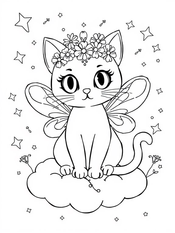 whimsical crowned fairy cat