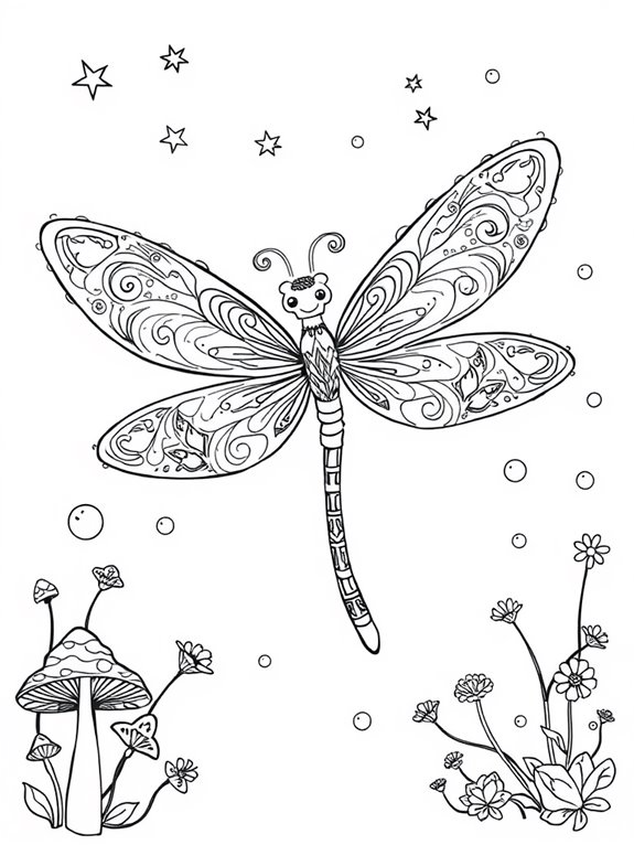 whimsical dragonfly coloring page