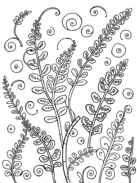 whimsical fern coloring page