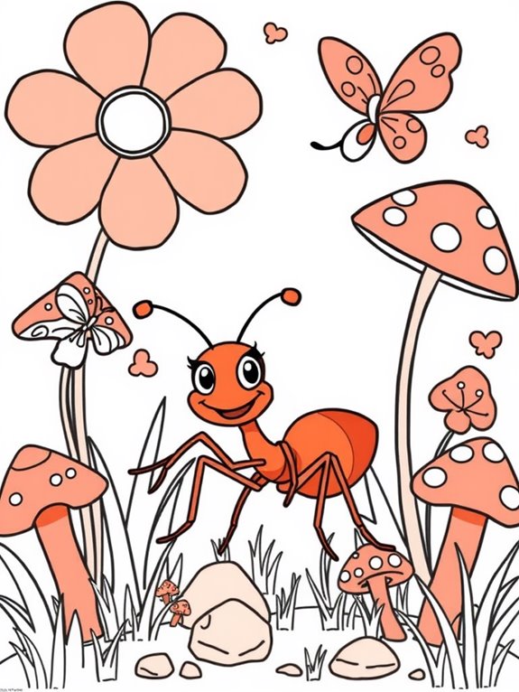 whimsical garden with fire ants