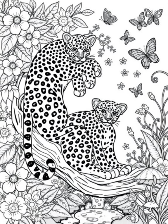 whimsical leopard coloring page