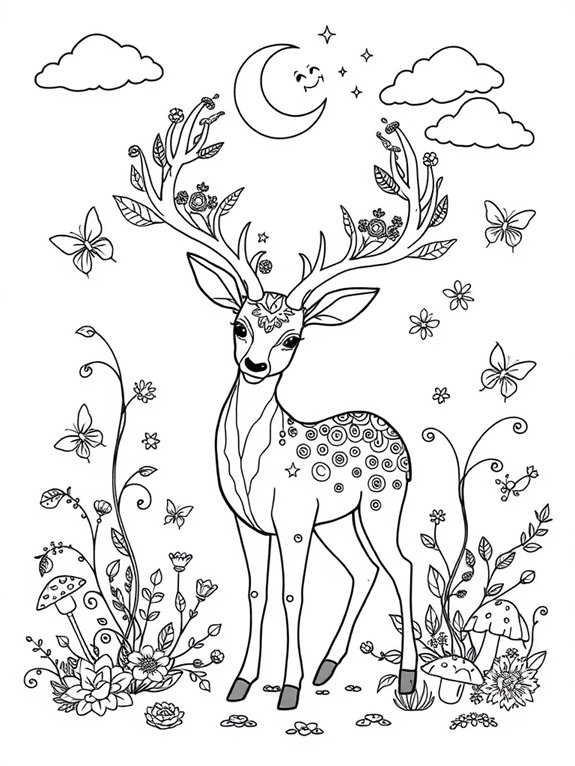 whimsical mystical deer illustration