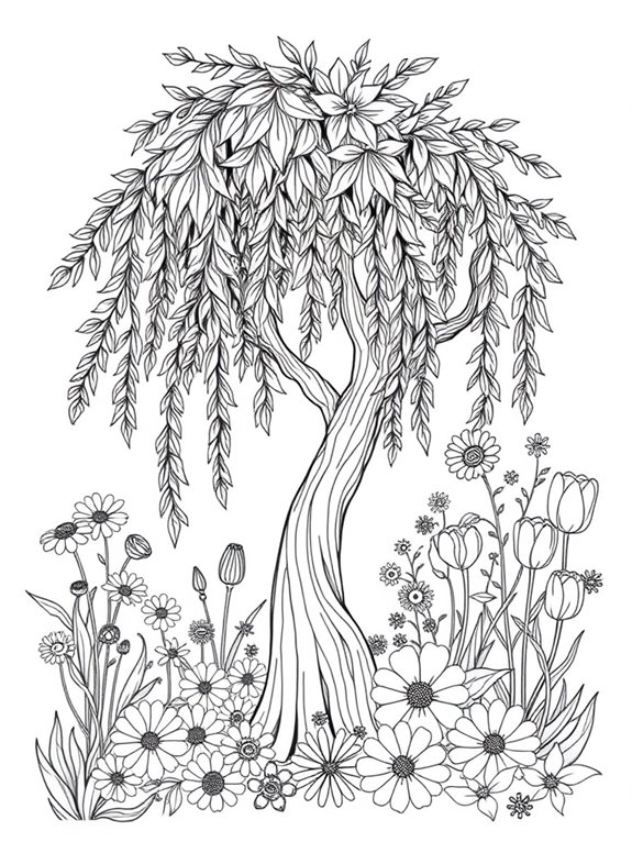 whimsical nature themed coloring page