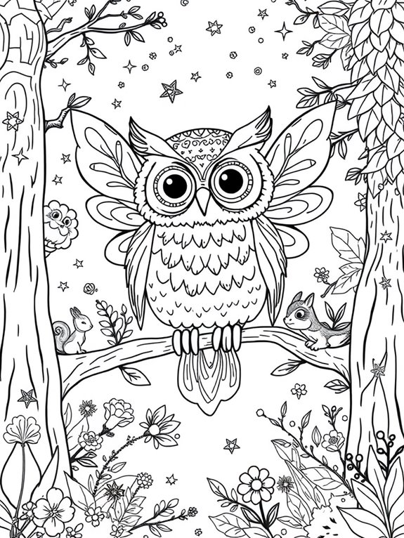 whimsical owl in forest