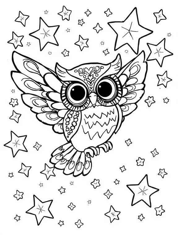 whimsical owl in space