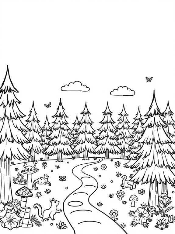 whimsical pine forest illustration