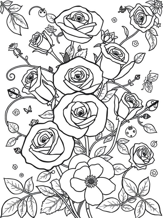 whimsical rose coloring page