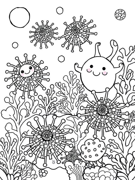 whimsical sea urchins coloring page