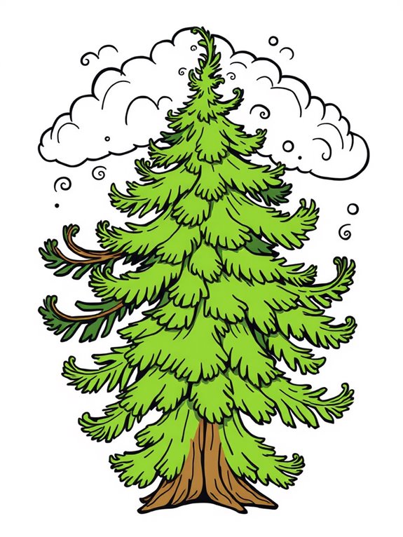 whimsical spruce coloring page