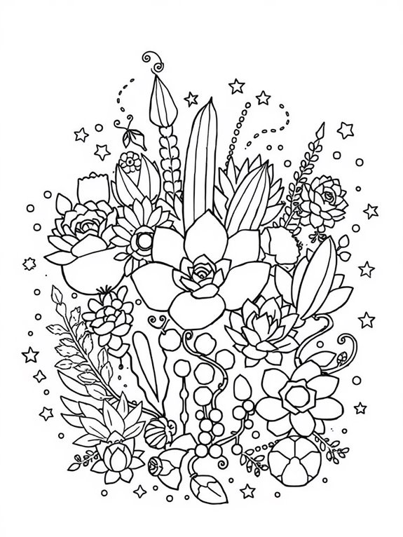 whimsical succulent doodle design