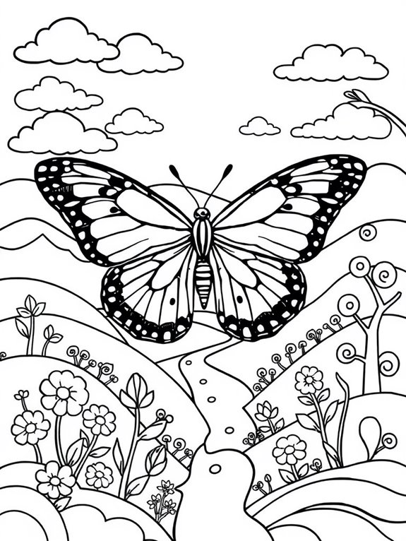 whimsical swallowtail butterfly scene