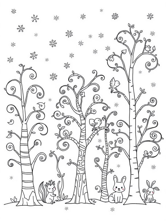 whimsical winter tree designs