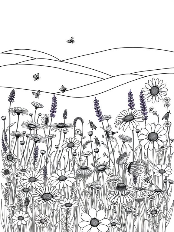 wildflower field coloring page