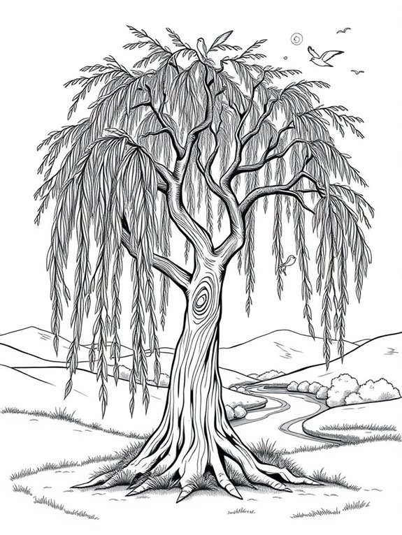 willow tree coloring page