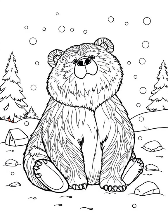 winter bear coloring page