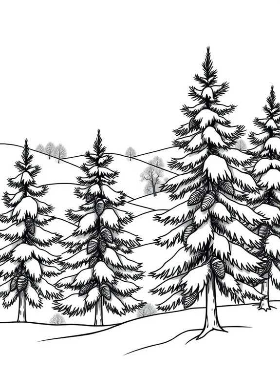 winter pine tree scene