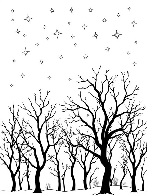 winter trees with stars