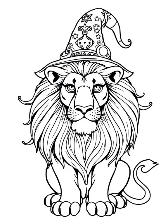 wizard hat lion illustration