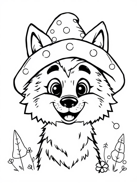 wolf in cute hat